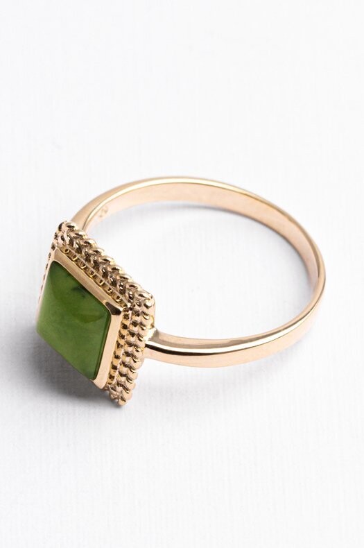 Moko Pounamu Genuine NZ Greenstone and 9ct Gold Large Rope Square Ring - AM8RG Moko Pounamu Genuine NZ Greenstone and 9ct Gold Large Rope Square Ring - AM8RG