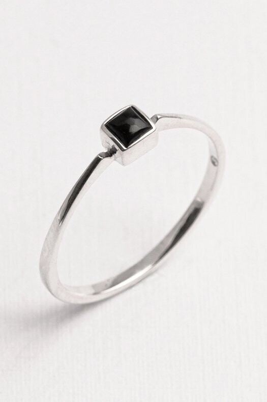 Black Onyx and Sterling Silver 3mm Square Stacker Ring AM4RS-BO - SALE Black Onyx and Sterling Silver 3mm Square Stacker Ring AM4RS-BO - SALE