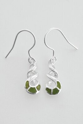 Moko Pounamu NZ Genuine Greenstone and Sterling Silver Double Twist Drop Earrings - 53JE Moko Pounamu NZ Genuine Greenstone and Sterling Silver Double Twist Drop Earrings - 53JE