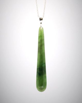 Moko Pounamu Roimata Teardrop Greenstone and Sterling Silver Pendant Lrg 04587 Moko Pounamu Roimata Teardrop Greenstone and Sterling Silver Pendant Lrg 04587
