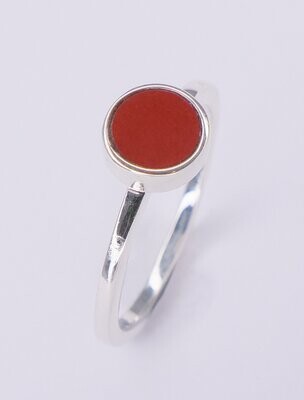 Sterling Silver & Red Jasper Unisex Flat Round Ring Small -KRRSJ -  SALE