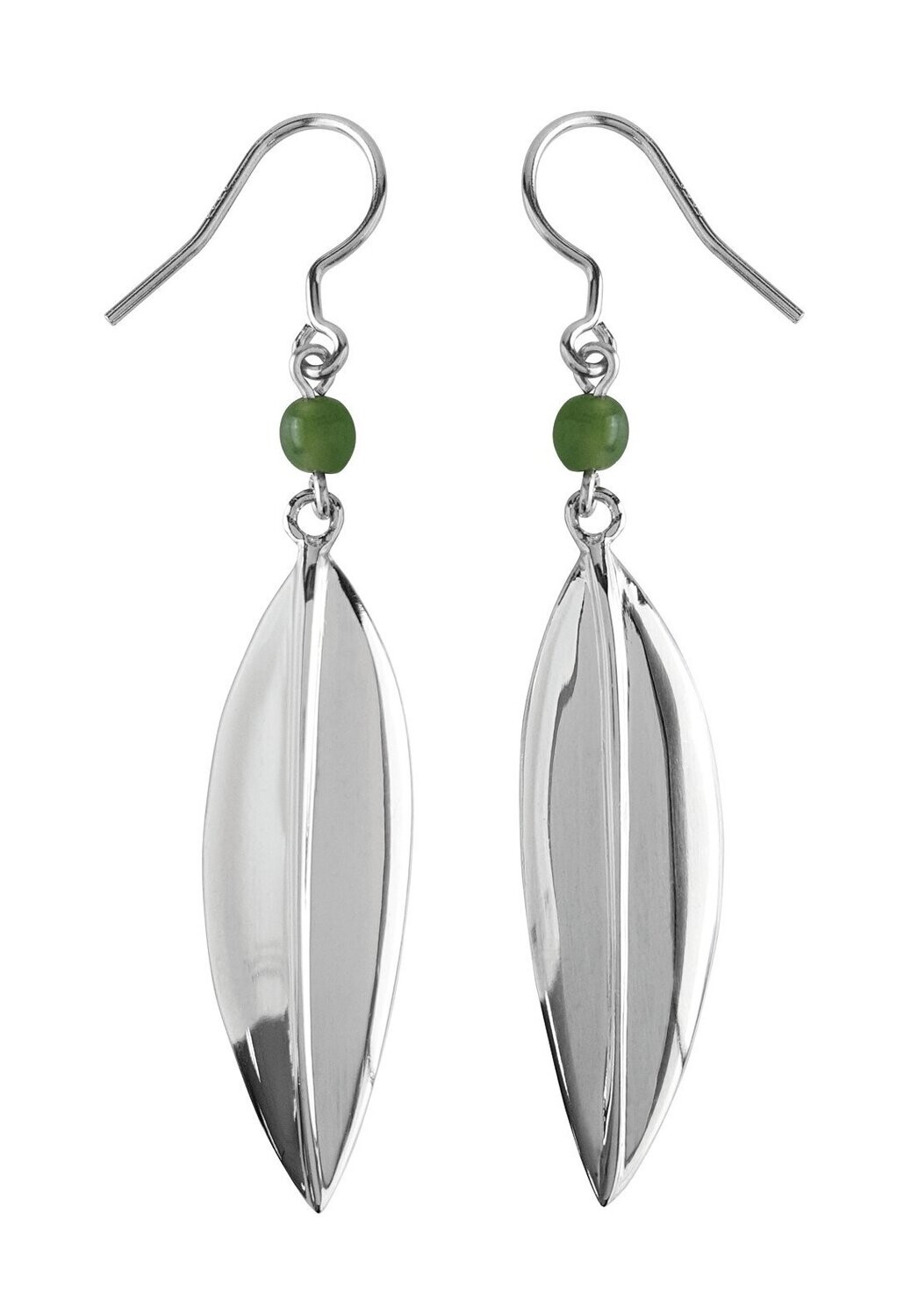 Moko Pounamu Greenstone & Sterling Silver Leaf Earrings - 7E7 - SALE Moko Pounamu Greenstone & Sterling Silver Leaf Earrings - 7E7 - SALE