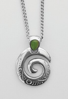 Moko Pounamu Greenstone Koru Pendant - BRP-P-06 Moko Pounamu Greenstone Koru Pendant - BRP-P-06