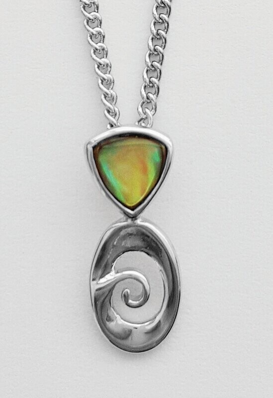 Moko Pounamu Paua Shell Koru Pendant - BRP14