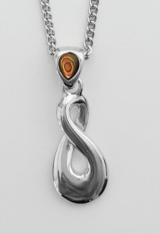 Moko Pounamu Paua Shell Single Twist Pendant - BRP15