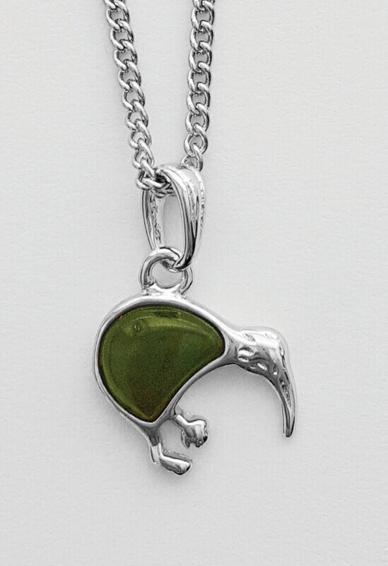 Moko Pounamu Greenstone Kiwi Pendant - BRP16