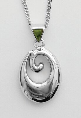 Moko Pounamu Genuine NZ Pounamu Oval Koru Pendant - BRP18 Moko Pounamu Genuine NZ Pounamu Oval Koru Pendant - BRP18