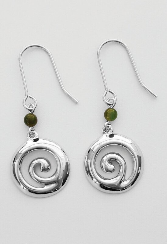 Moko Pounamu Greenstone Koru Earring - BRP35