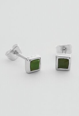 Moko Pounamu Genuine NZ Pounamu Square Stud Earring - BRP39