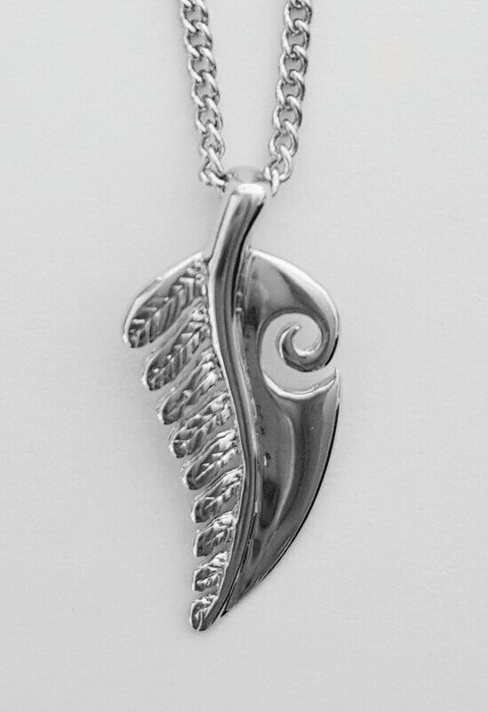 Moko Pounamu Fern Koru Pendant - BRP01