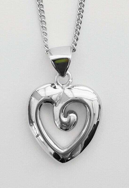 Moko Pounamu Greenstone Heart Pendant - BRP19