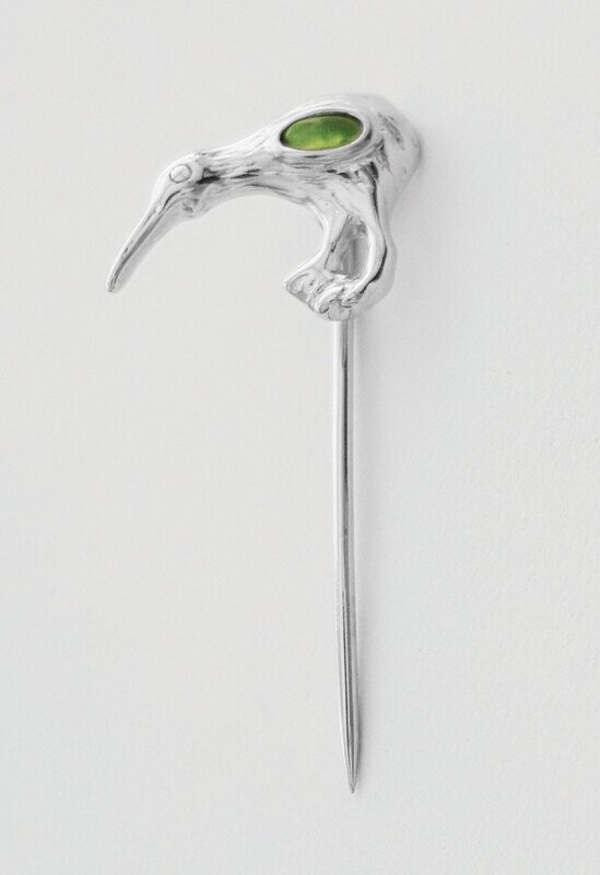 Moko Pounamu Genuine NZ Pounamu Kiwi Pin - BRP21