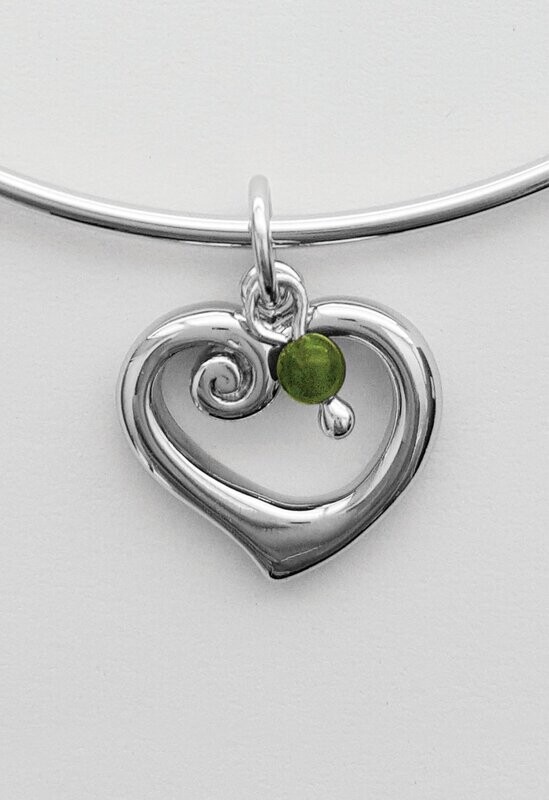 Moko Pounamu Greenstone Heart Bangle - BRP48