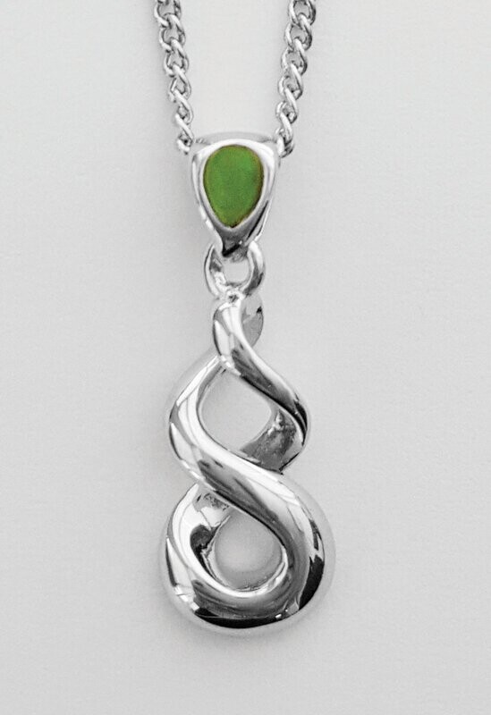 Moko Pounamu Greenstone Double Twist Pendant - BRP08