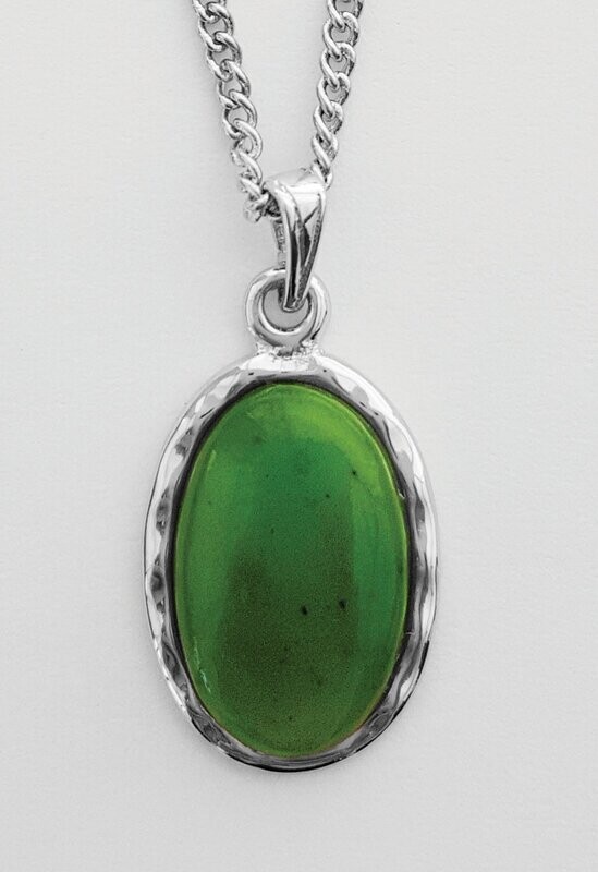 Moko Pounamu Greenstone Oval Pendant - BRP53