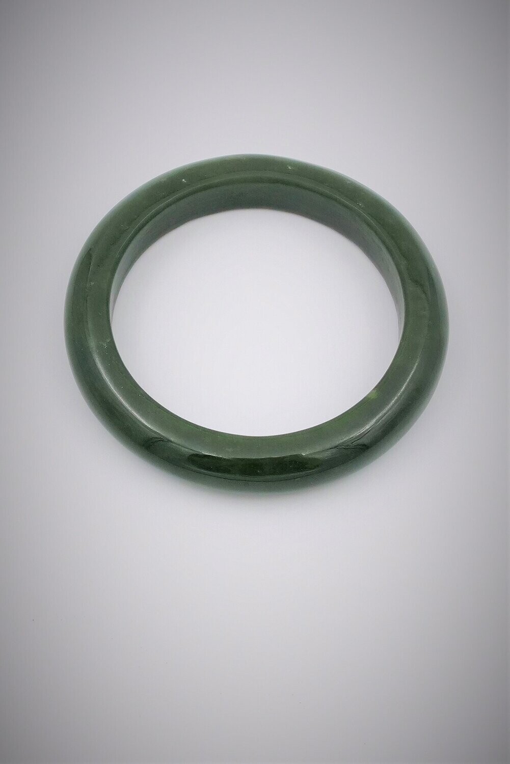 Moko Pounamu NZ Genuine Kawakawa Greenstone Solid Bangle 61mm