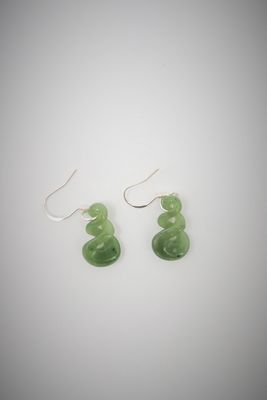 Moko Pounamu NZ Genuine Kahurangi Greenstone and Silver Double Twist Drop Earrings - DTE1 Moko Pounamu NZ Genuine Kahurangi Greenstone and Silver Double Twist Drop Earrings - DTE1