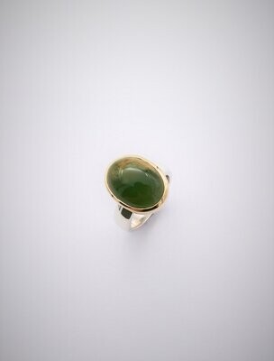 Moko Pounamu Gilt Jewellery Marsden Flower Jade Pounamu Sterling Silver and 9ct Gold Ring Sml 05471 Moko Pounamu Gilt Jewellery Marsden Flower Jade Pounamu Sterling Silver and 9ct Gold Ring Sml 05471