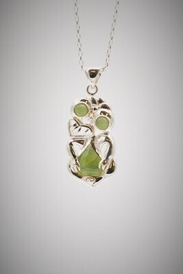 Moko Pounamu Hei Tiki Greenstone and Sterling Silver Pendant - SALE Moko Pounamu Hei Tiki Greenstone and Sterling Silver Pendant - SALE