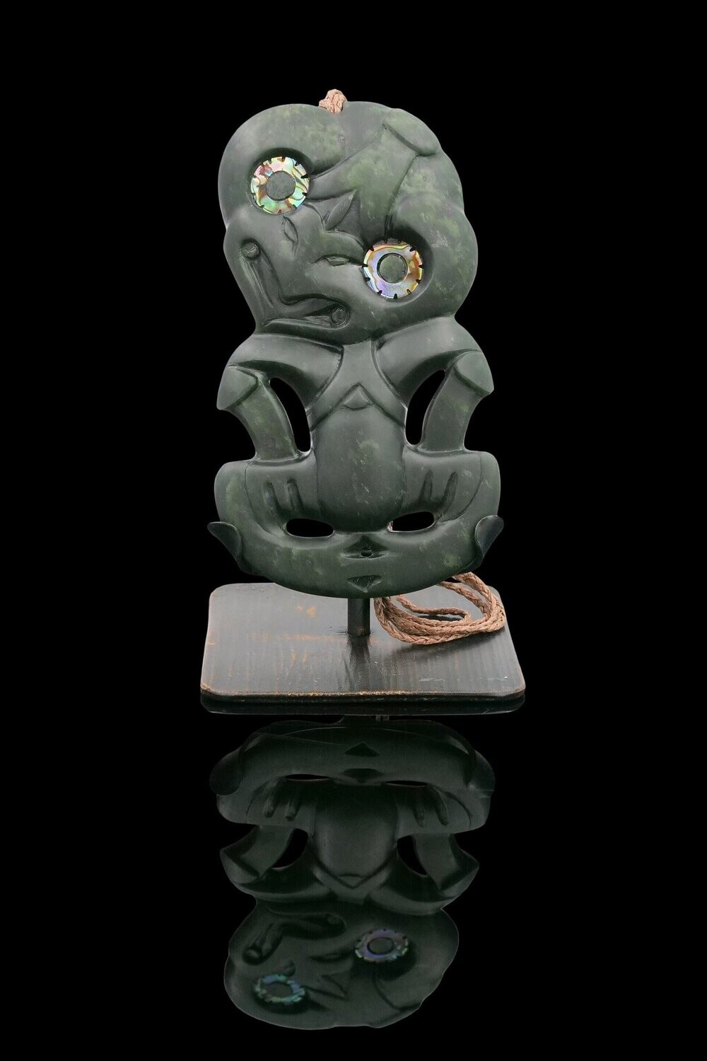 Moko Pounamu Hei Tiki Genuine NZ Kawakawa Greenstone - Tarahaka Moko Pounamu Hei Tiki Genuine NZ Kawakawa Greenstone - Tarahaka
