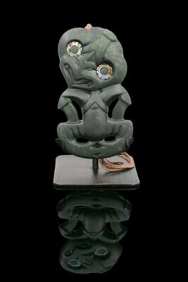 Moko Pounamu Hei Tiki Genuine NZ Kawakawa Greenstone - Tarahaka Moko Pounamu Hei Tiki Genuine NZ Kawakawa Greenstone - Tarahaka
