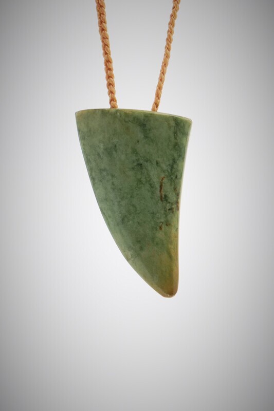 Moko Pounamu Rei Niho (Whale Tooth) NZ Genuine Auhunga Flower Greenstone - Waikura Moko Pounamu Rei Niho (Whale Tooth) NZ Genuine Auhunga Flower Greenstone - Waikura