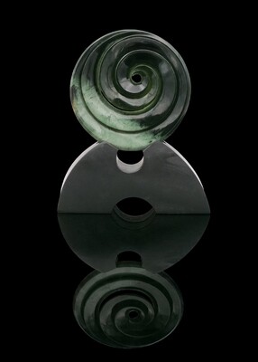Moko Pounamu Koru NZ Genuine Kawakawa Flower Greenstone - Okahutai Moko Pounamu Koru NZ Genuine Kawakawa Flower Greenstone - Okahutai