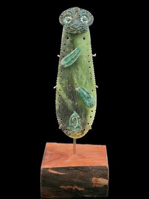 Moko Pounamu Tiki NZ Genuine Totoweka Greenstone - Raetahinga