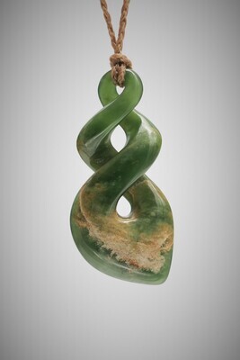 Moko Pounamu Double Pikorua NZ Genuine Kahurangi Flower Greenstone - Te Muri Moko Pounamu Double Pikorua NZ Genuine Kahurangi Flower Greenstone - Te Muri