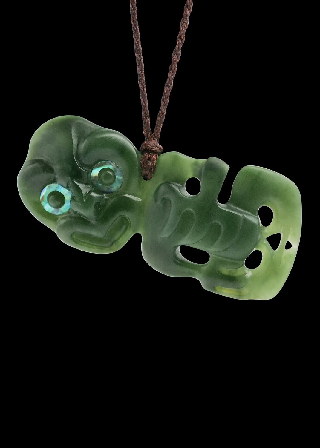 Moko Pounamu Hei Tiki NZ Genuine Kahurangi Greenstone - Kirikiri