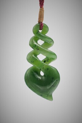 Moko Pounamu Triple Pikorua NZ Genuine Kawakawa Greenstone - Awakino Moko Pounamu Triple Pikorua NZ Genuine Kawakawa Greenstone - Awakino