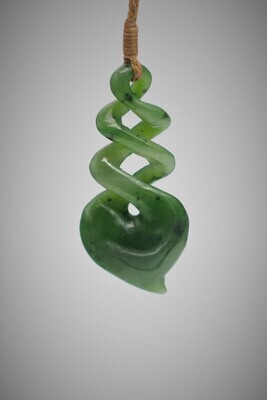 Moko Pounamu Triple Pikorua NZ Genuine Kawakawa Greenstone - Mangawhai Moko Pounamu Triple Pikorua NZ Genuine Kawakawa Greenstone - Mangawhai