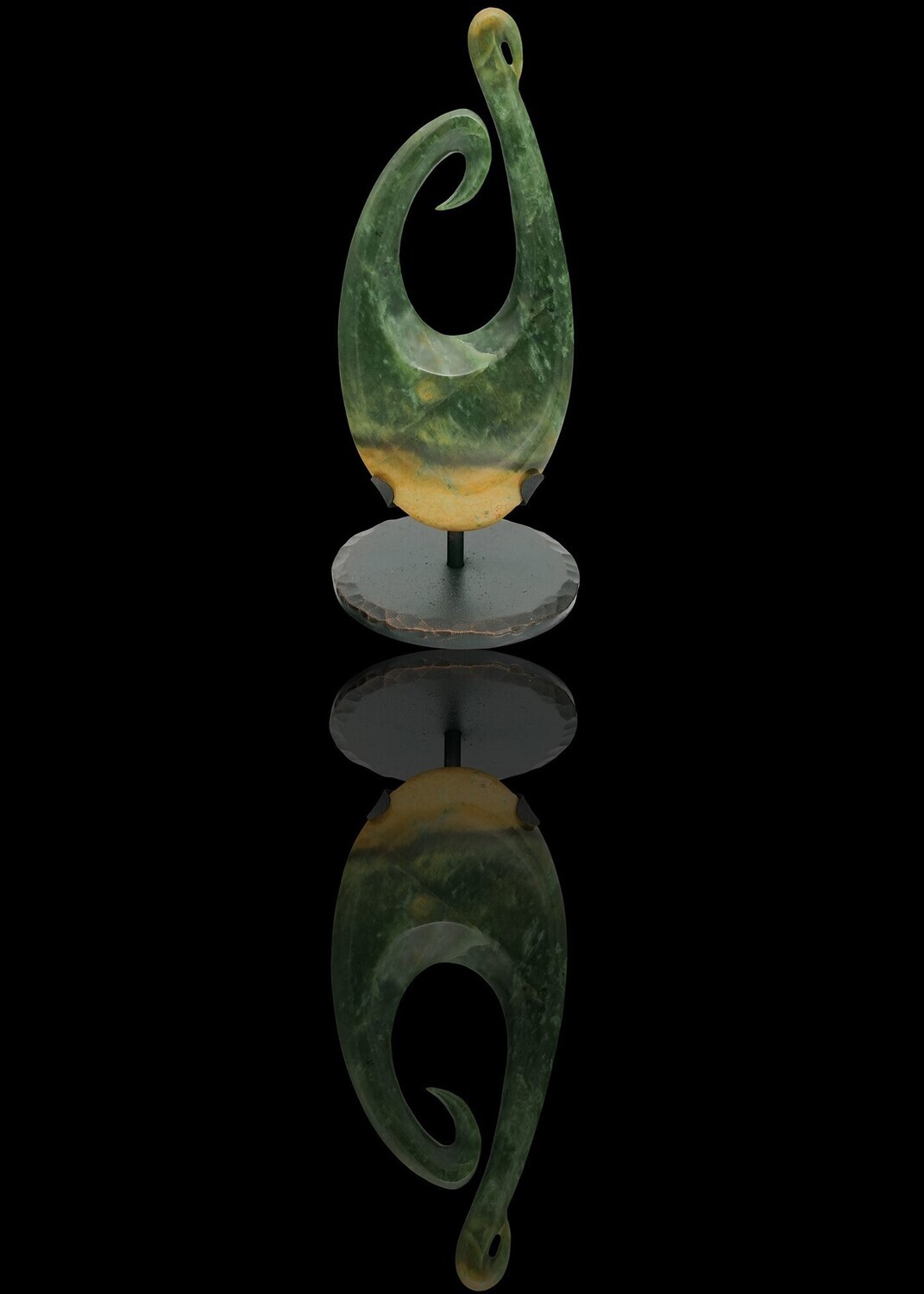 Moko Pounamu Matau NZ Genuine Marsden Flower Greenstone - Ohaeawai Moko Pounamu Matau NZ Genuine Marsden Flower Greenstone - Ohaeawai