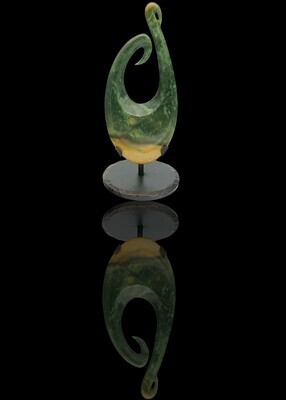 Moko Pounamu Matau NZ Genuine Marsden Flower Greenstone - Ohaeawai Moko Pounamu Matau NZ Genuine Marsden Flower Greenstone - Ohaeawai