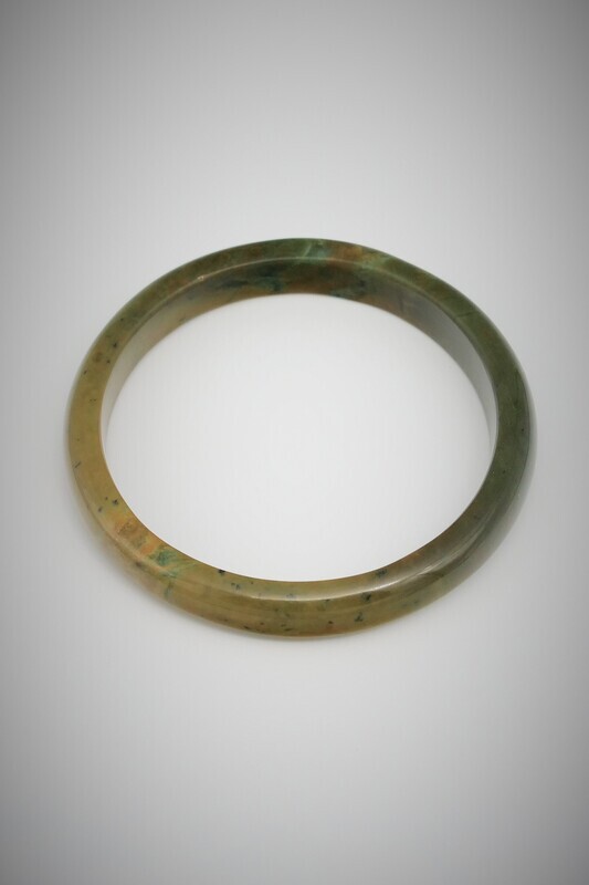 Moko Pounamu NZ Genuine  Raukaraka Greenstone Solid Bangle - Orotere 73mm