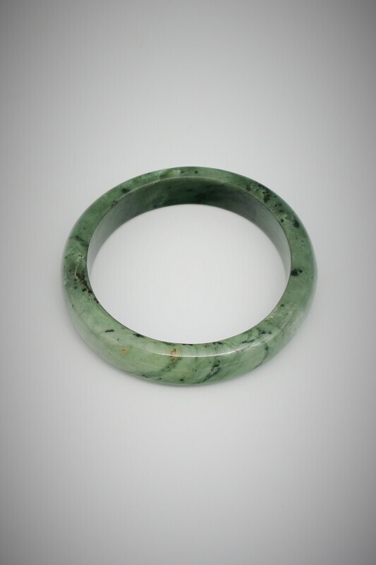 Moko Pounamu NZ Genuine  Kokopu Greenstone Solid Bangle - Turangi 73mm