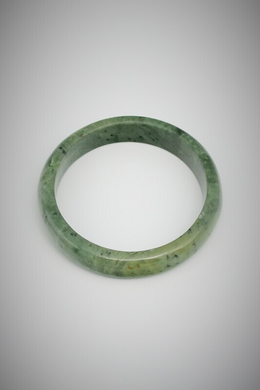 Moko Pounamu NZ Genuine  Kokopu Greenstone Solid Bangle - Otangaroa 73mm
