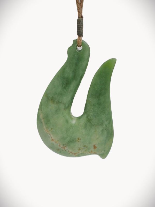 Moko Pounamu Hei Matau Hook NZ Genuine Marsden Flower Greenstone - Kaitaia SALE