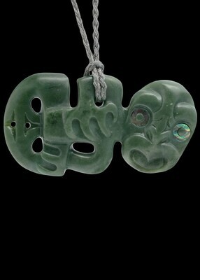 Moko Pounamu Hei Tiki NZ Genuine Kawakawa Greenstone - Takahue Moko Pounamu Hei Tiki NZ Genuine Kawakawa Greenstone - Takahue