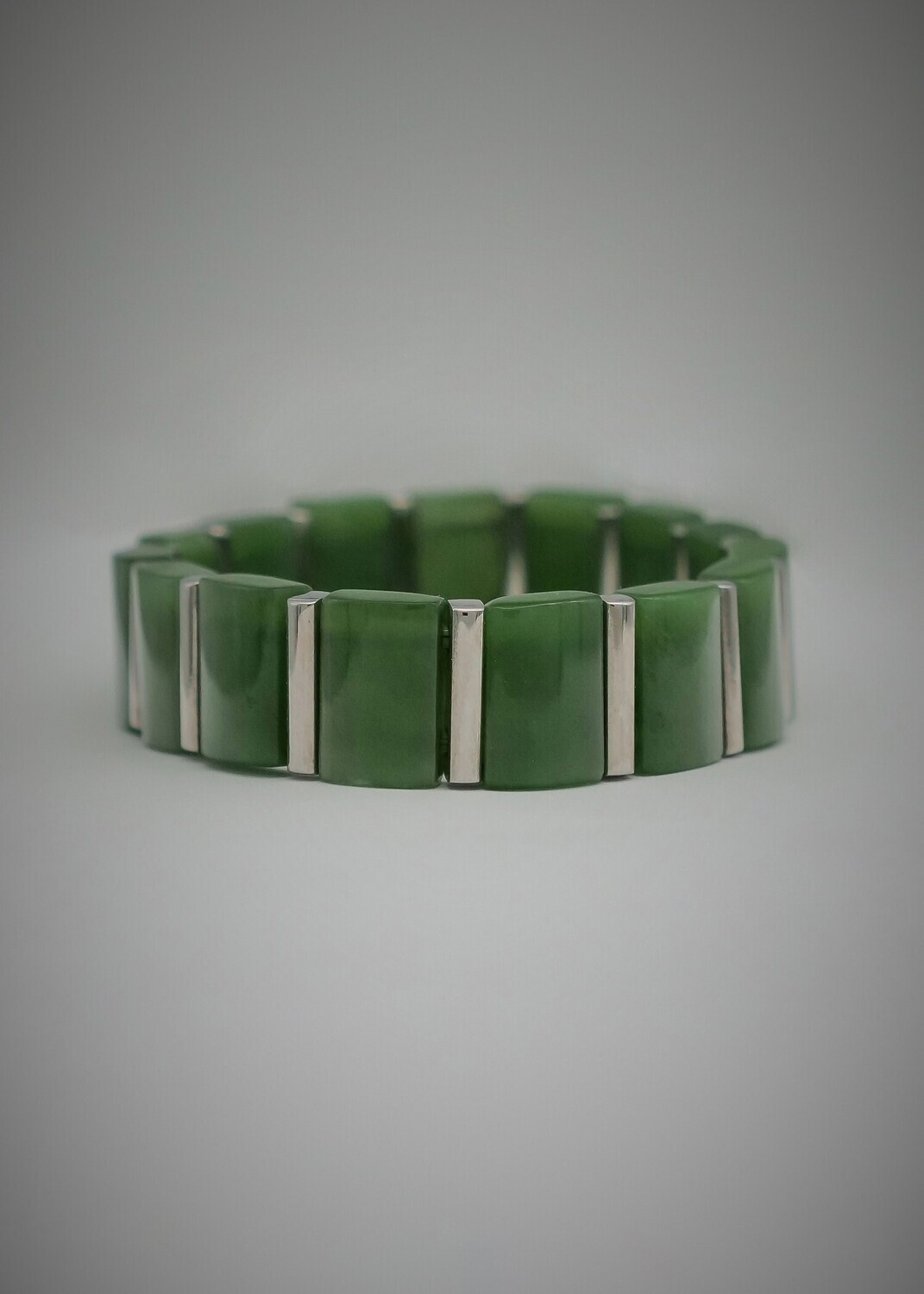 Moko Pounamu Bracelet NZ Genuine Greenstone and Stainless Steel - small Moko Pounamu Bracelet NZ Genuine Greenstone and Stainless Steel - small