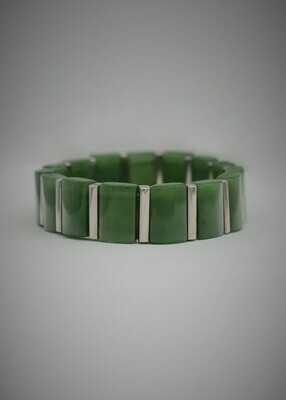 Moko Pounamu Bracelet NZ Genuine Greenstone and Stainless Steel - small