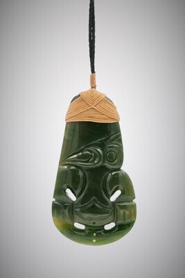 Moko Pounamu Hei Tiki Manaia NZ Genuine Kawakawa - Moturoa Moko Pounamu Hei Tiki Manaia NZ Genuine Kawakawa - Moturoa