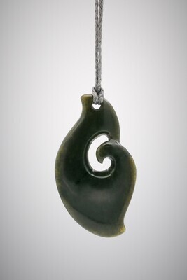 Moko Pounamu Koru NZ Genuine Kawakawa Greenstone - Wharekopae