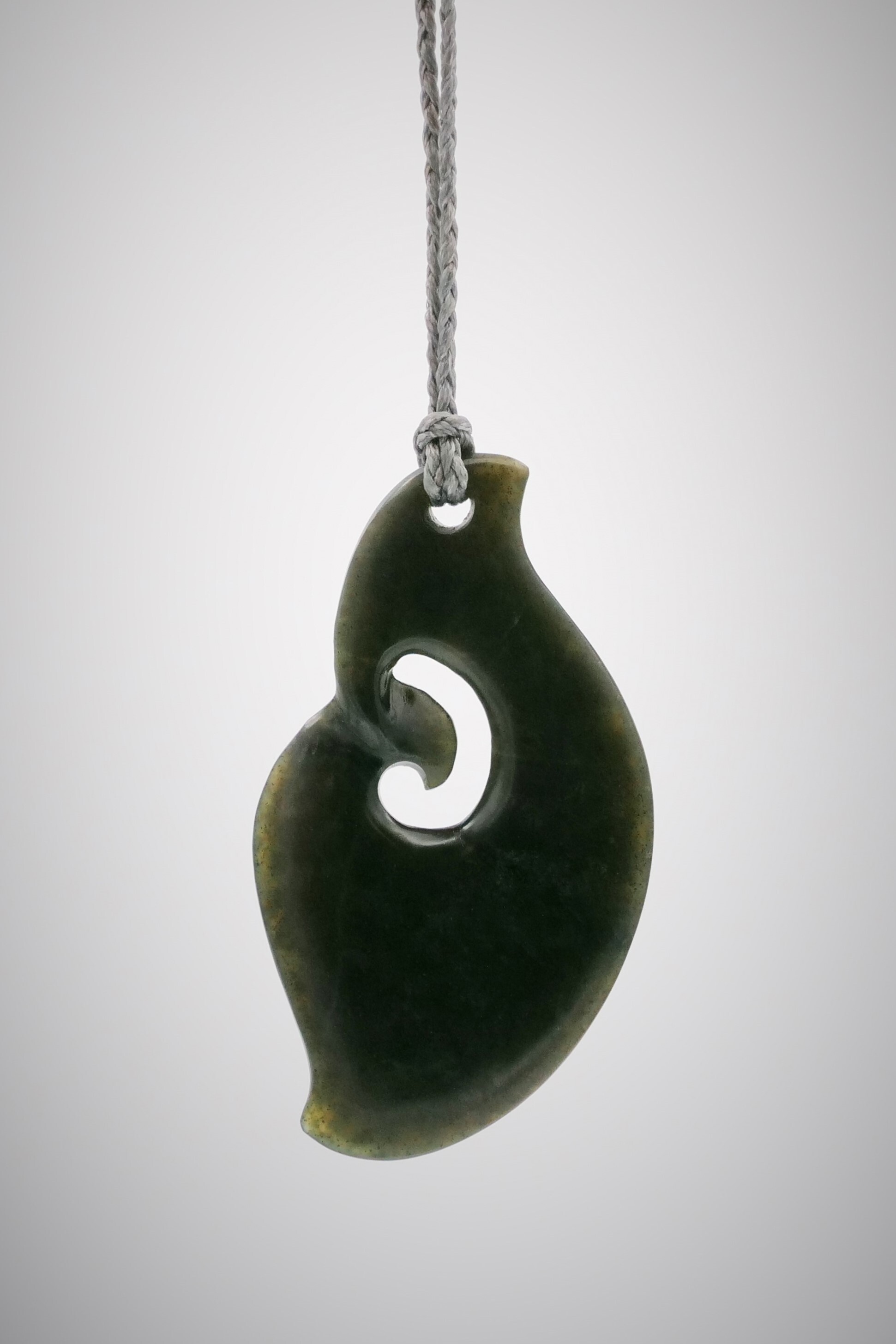 Moko Pounamu Koru NZ Genuine Kawakawa Greenstone - Wharekopae