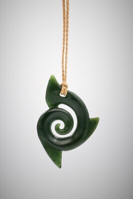 Moko Pounamu Koru NZ Genuine Kawakawa Greenstone - Oparara Moko Pounamu Koru NZ Genuine Kawakawa Greenstone - Oparara