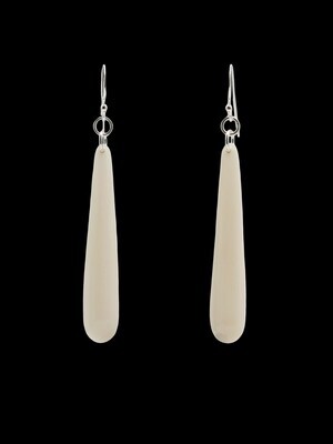Moko Pounamu Bone & Silver Roimata Earrings AB54