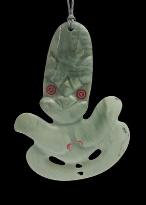Moko Pounamu Hei Tiki NZ Genuine Inanga Pīpīwharauroa Greenstone - Pohuenui