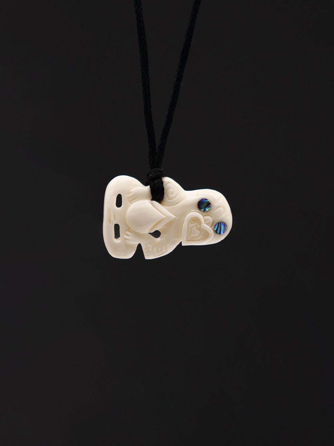 Moko Pounamu Hei Tiki Bone Carving - AB36