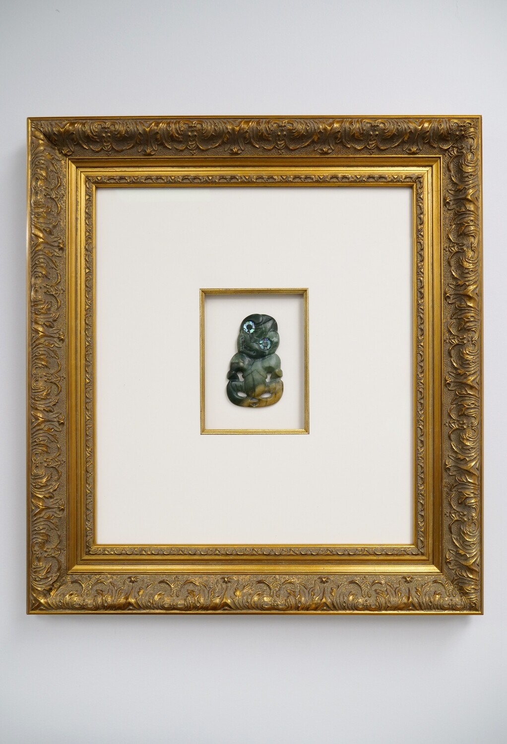 Moko Pounamu Framed Tiki NZ Genuine Kawakawa Flower Greenstone - Titirangi Moko Pounamu Framed Tiki NZ Genuine Kawakawa Flower Greenstone - Titirangi