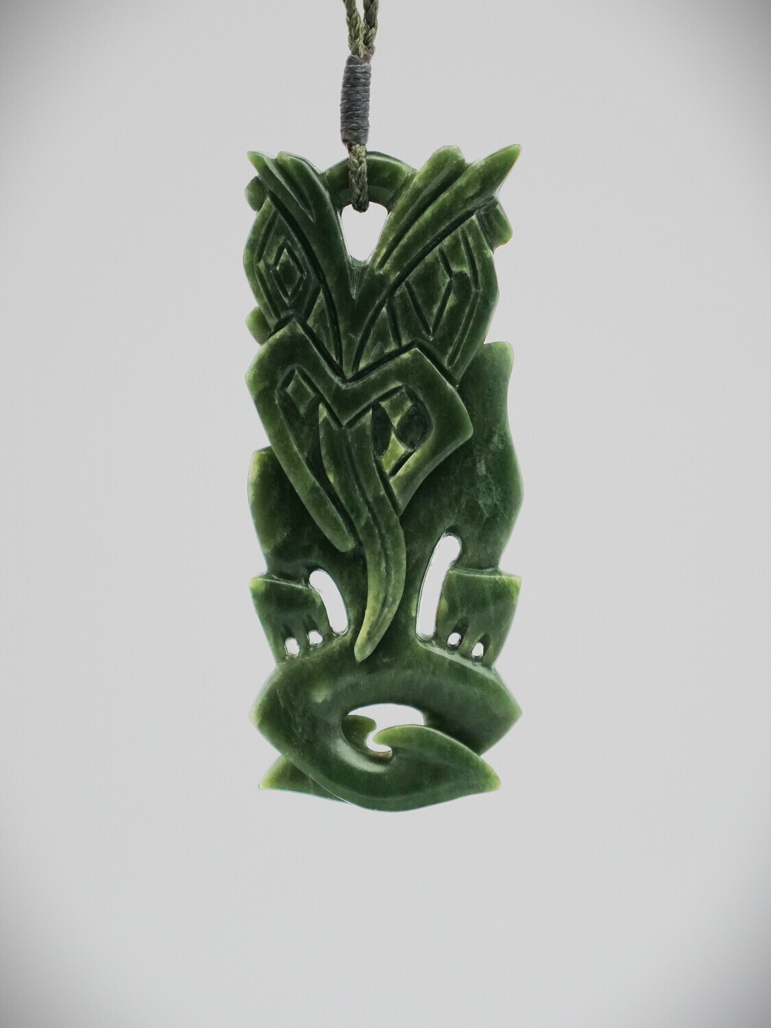 Moko Pounamu Hei Tiki NZ Genuine Kawakawa Greenstone - Kaiaho Moko Pounamu Hei Tiki NZ Genuine Kawakawa Greenstone - Kaiaho